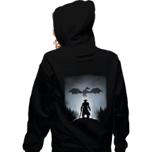 Load image into Gallery viewer, Shirts Pullover Hoodies, Unisex / Small / Black Skyrim Dragon Hunting
