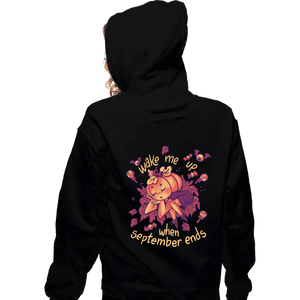 Shirts Zippered Hoodies, Unisex / Small / Black Sleepy Pumpkin