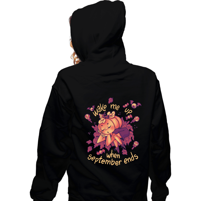 Shirts Zippered Hoodies, Unisex / Small / Black Sleepy Pumpkin