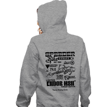 Load image into Gallery viewer, Daily_Deal_Shirts Zippered Hoodies, Unisex / Small / Sports Grey Speeder Bike Garage
