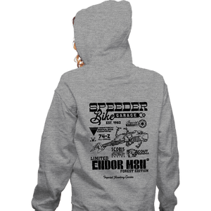 Daily_Deal_Shirts Zippered Hoodies, Unisex / Small / Sports Grey Speeder Bike Garage