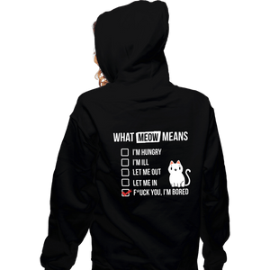 Secret_Shirts Zippered Hoodies, Unisex / Small / Black Meows Decoded