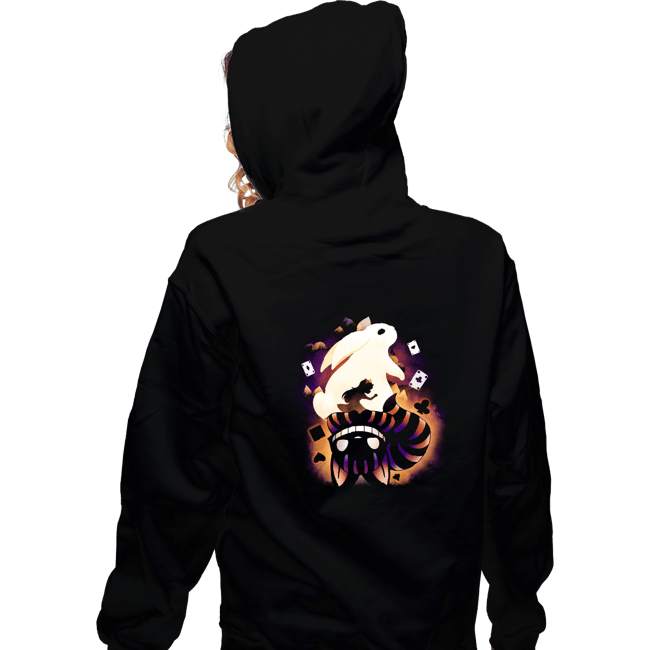 Daily_Deal_Shirts Zippered Hoodies, Unisex / Small / Black Cheshire White Rabbit