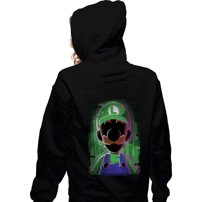Secret_Shirts Zippered Hoodies, Unisex / Small / Black Luigi Glitch