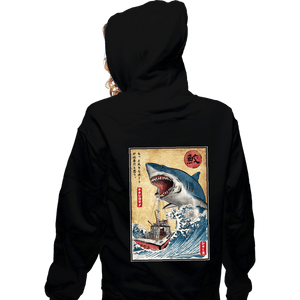 Secret_Shirts Zippered Hoodies, Unisex / Small / Black Hunting The Shark In Japan