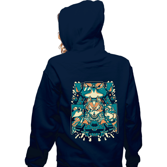 Daily_Deal_Shirts Zippered Hoodies, Unisex / Small / Navy Fox Of The Stars