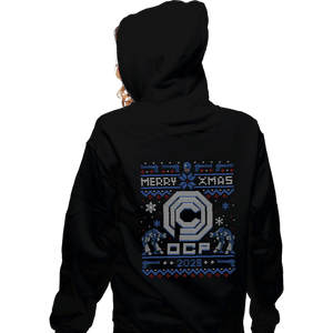 Daily_Deal_Shirts Zippered Hoodies, Unisex / Small / Black Happy Robo Xmas