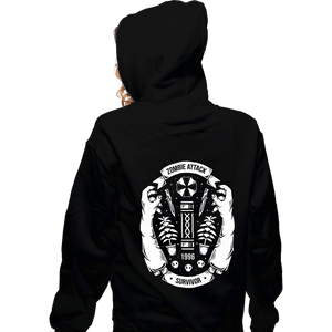 Shirts Zippered Hoodies, Unisex / Small / Black Zombie Attack Survivor