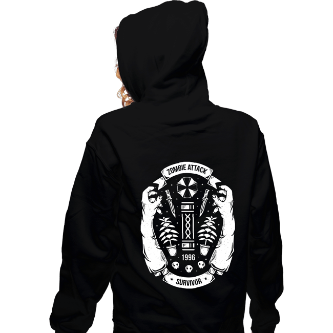 Shirts Zippered Hoodies, Unisex / Small / Black Zombie Attack Survivor