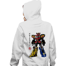 Load image into Gallery viewer, Daily_Deal_Shirts Zippered Hoodies, Unisex / Small / White Mighty Morphin Megazord Sumi-e
