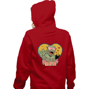 Daily_Deal_Shirts Zippered Hoodies, Unisex / Small / Red Kaiju Love