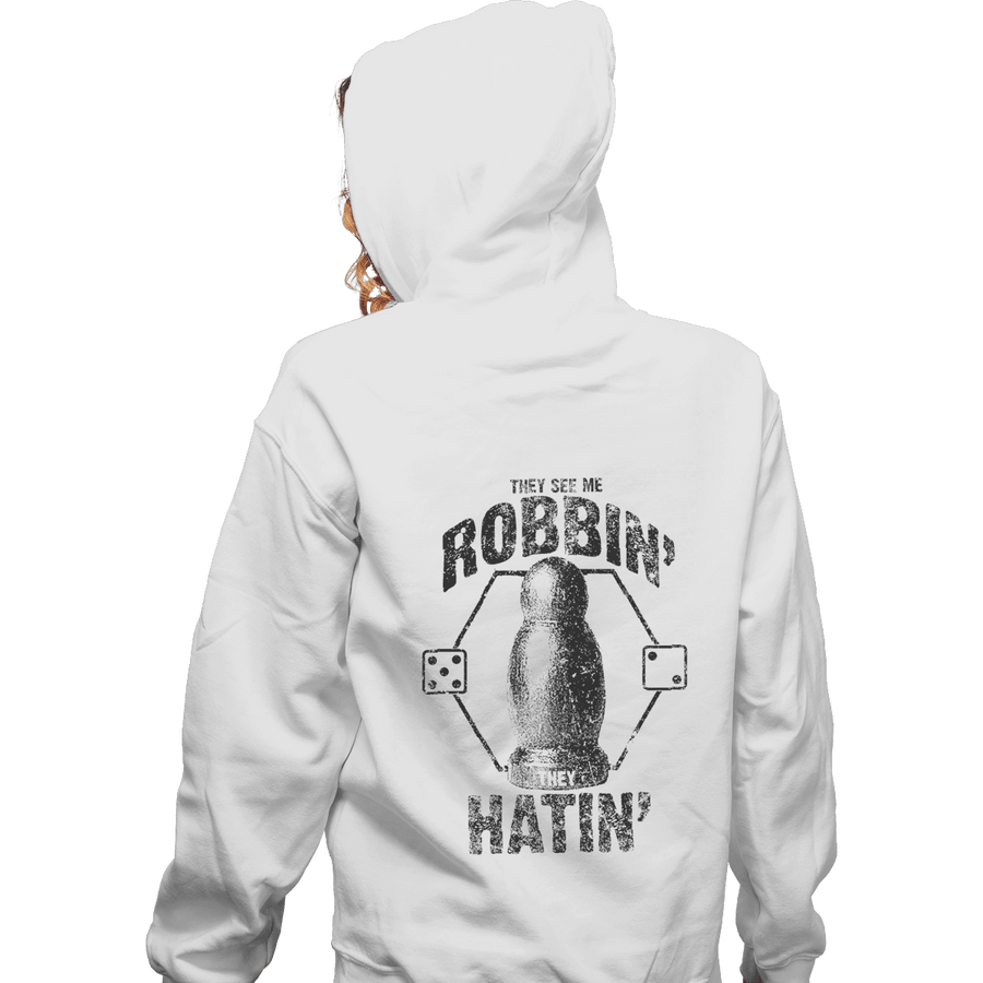 Shirts Zippered Hoodies, Unisex / Small / White They See Me Robbin'