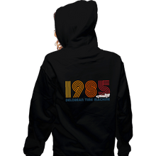 Load image into Gallery viewer, Shirts Zippered Hoodies, Unisex / Small / Black 1985 DeLorean Time Machine
