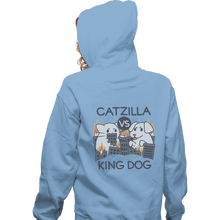 Load image into Gallery viewer, Shirts Zippered Hoodies, Unisex / Small / Royal Blue Catzilla VS King Dog
