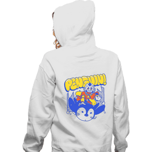 Shirts Zippered Hoodies, Unisex / Small / White Penguin Sledding