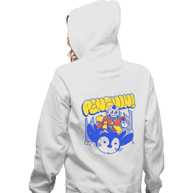 Shirts Zippered Hoodies, Unisex / Small / White Penguin Sledding