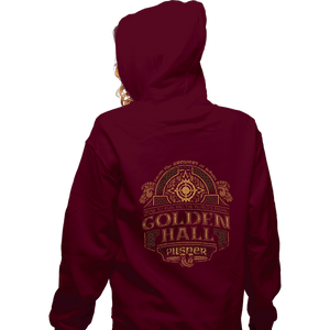 Shirts Zippered Hoodies, Unisex / Small / Maroon Golden Hall Pilsner