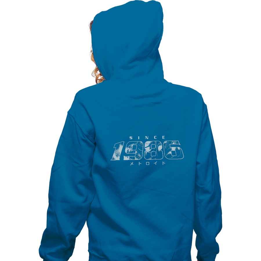 Shirts Zippered Hoodies, Unisex / Small / Royal Blue Metroid 1986