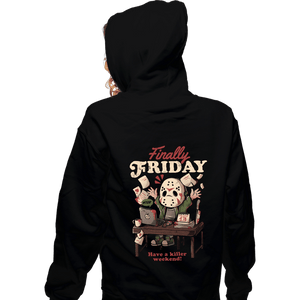Daily_Deal_Shirts Zippered Hoodies, Unisex / Small / Black Finally Friday