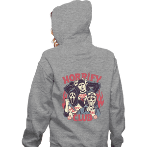 Daily_Deal_Shirts Zippered Hoodies, Unisex / Small / Sports Grey Horrify Club