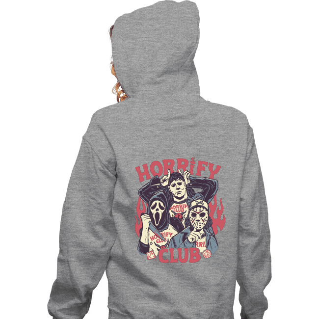 Daily_Deal_Shirts Zippered Hoodies, Unisex / Small / Sports Grey Horrify Club