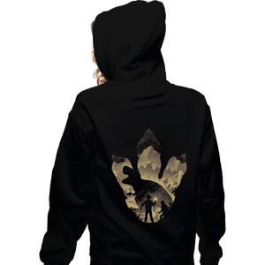 Daily_Deal_Shirts Zippered Hoodies, Unisex / Small / Black T-Rex Footprint