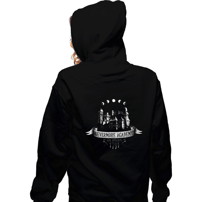 Daily_Deal_Shirts Zippered Hoodies, Unisex / Small / Black Nevermore Academy