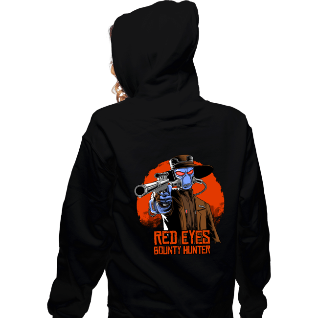 Daily_Deal_Shirts Zippered Hoodies, Unisex / Small / Black Red Eyes Bounty Hunter