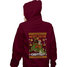 Load image into Gallery viewer, Shirts Zippered Hoodies, Unisex / Small / Maroon Merry Saiyan Christmas
