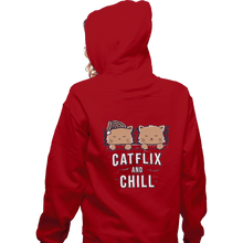 Load image into Gallery viewer, Shirts Pullover Hoodies, Unisex / Small / Red Catflix And Chill
