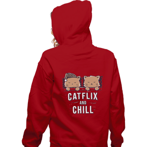 Shirts Pullover Hoodies, Unisex / Small / Red Catflix And Chill