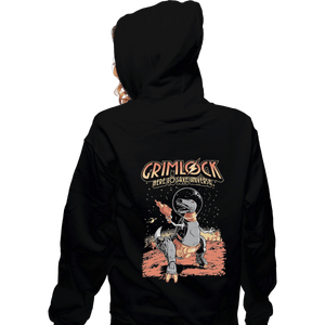 Shirts Zippered Hoodies, Unisex / Small / Black Space Pulp Robot Dinosaur Hero