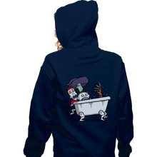 Load image into Gallery viewer, Daily_Deal_Shirts Zippered Hoodies, Unisex / Small / Navy Halloween Bathtub
