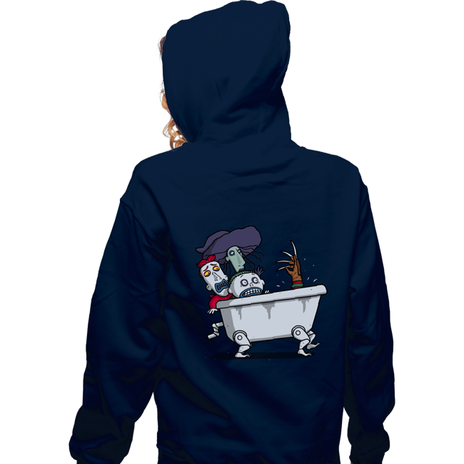 Daily_Deal_Shirts Zippered Hoodies, Unisex / Small / Navy Halloween Bathtub