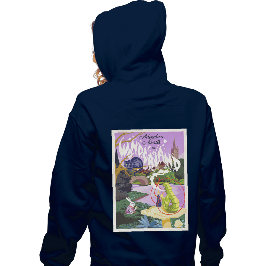 Shirts Zippered Hoodies, Unisex / Small / Navy Adventure Awaits In Wonderland