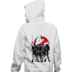 Daily_Deal_Shirts Zippered Hoodies, Unisex / Small / White Ghostbusters Sumi-e