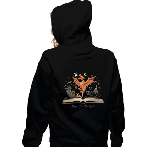 Daily_Deal_Shirts Zippered Hoodies, Unisex / Small / Black Here Be Dragons