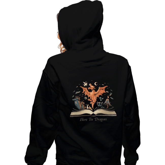 Daily_Deal_Shirts Zippered Hoodies, Unisex / Small / Black Here Be Dragons