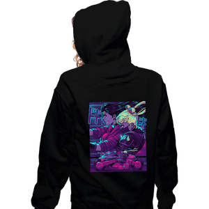 Daily_Deal_Shirts Zippered Hoodies, Unisex / Small / Black Neon Moon Eclipse On Mars