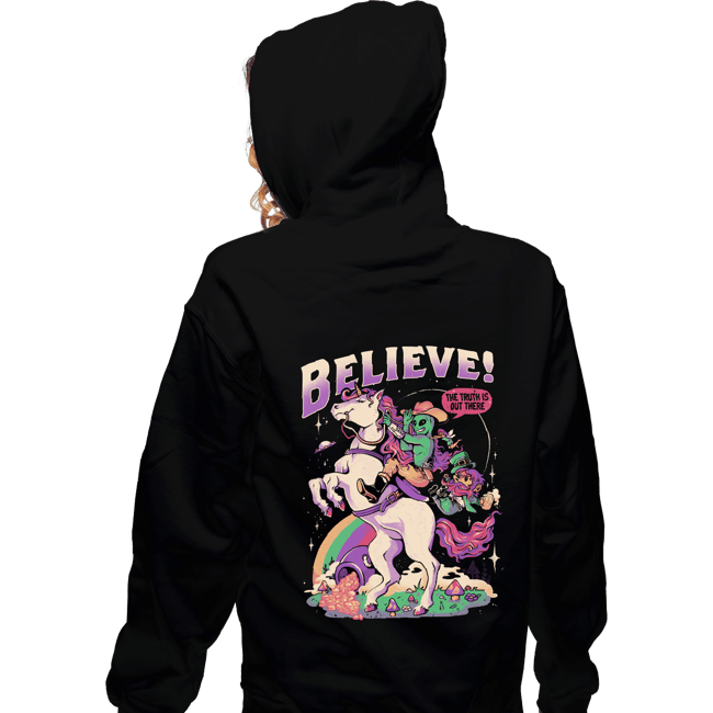 Daily_Deal_Shirts Zippered Hoodies, Unisex / Small / Black Believe!