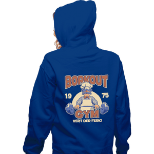 Daily_Deal_Shirts Zippered Hoodies, Unisex / Small / Royal Blue Borkout Gym
