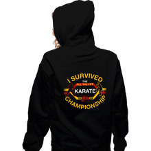 Load image into Gallery viewer, Daily_Deal_Shirts Zippered Hoodies, Unisex / Small / Black I Survived All Valley Karate
