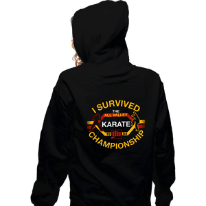 Daily_Deal_Shirts Zippered Hoodies, Unisex / Small / Black I Survived All Valley Karate