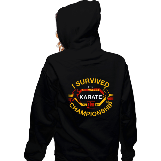 Daily_Deal_Shirts Zippered Hoodies, Unisex / Small / Black I Survived All Valley Karate