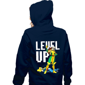 Daily_Deal_Shirts Zippered Hoodies, Unisex / Small / Navy Rogue Level Up