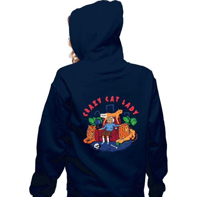 Secret_Shirts Zippered Hoodies, Unisex / Small / Navy Crazy Cat Lady