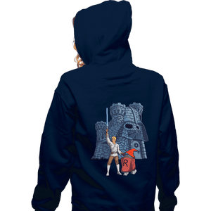 Daily_Deal_Shirts Zippered Hoodies, Unisex / Small / Navy Darthskull Castle