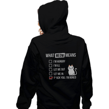 Load image into Gallery viewer, Shirts Zippered Hoodies, Unisex / Small / Black Meow Meaning
