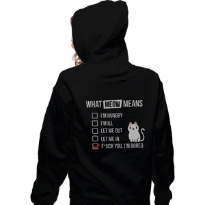 Shirts Zippered Hoodies, Unisex / Small / Black Meow Meaning