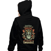 Load image into Gallery viewer, Daily_Deal_Shirts Zippered Hoodies, Unisex / Small / Black I Wrestle With My Demons
